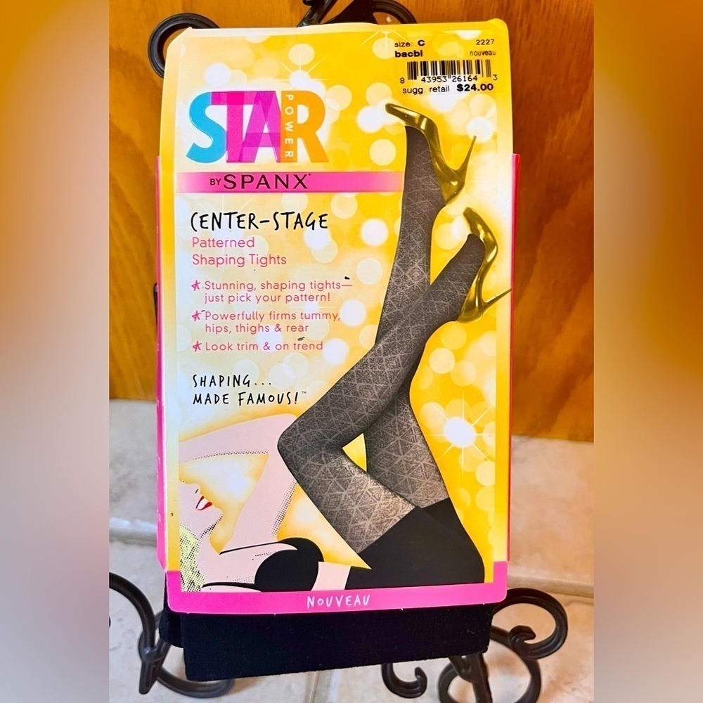 Star Power Spanx Center Stage Nouveau Black Pattern Shaping Tights 140/180 NWT
